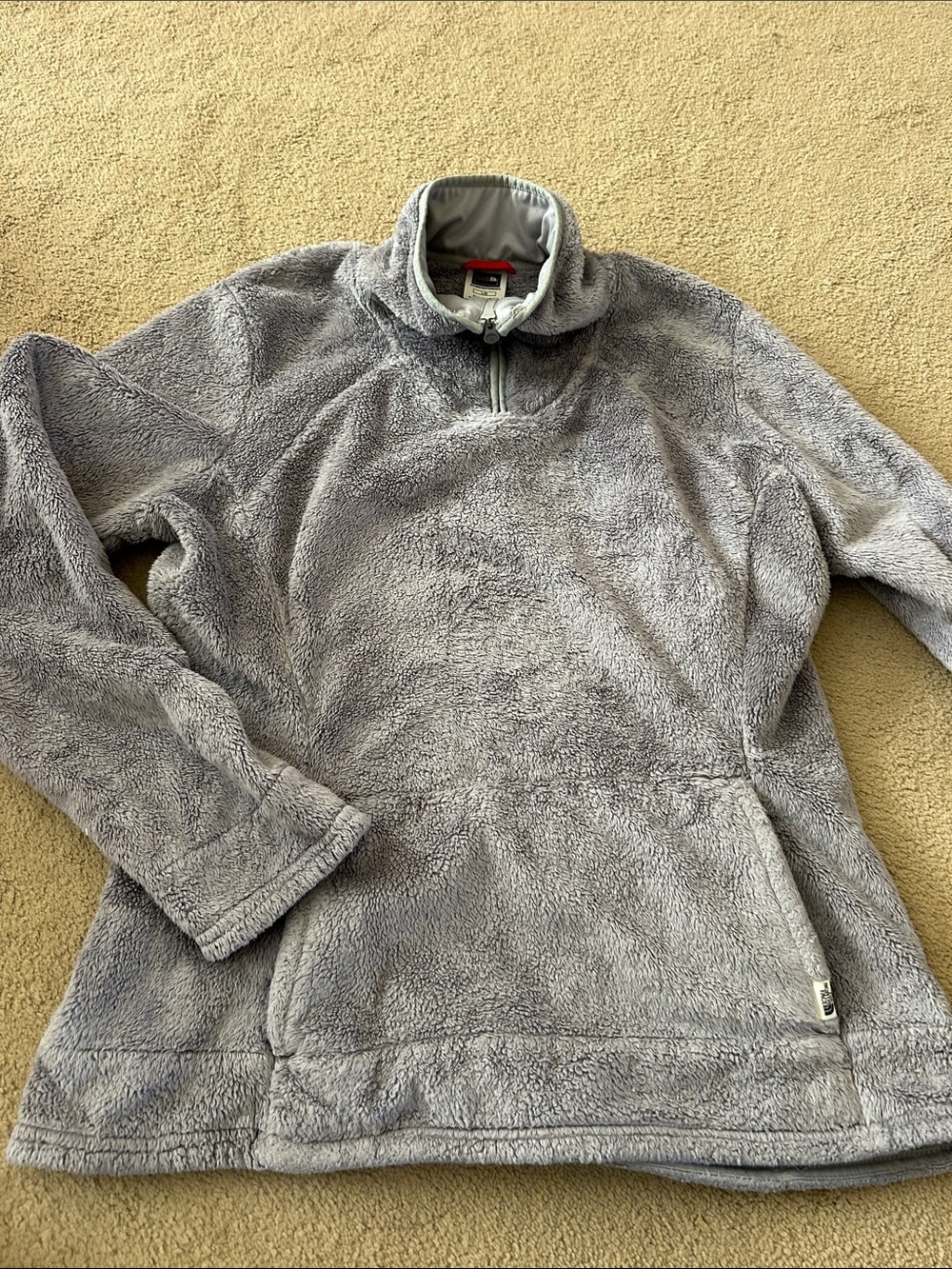 The North Face Light Gray Plush Quarter-Zip Fleece Pullover